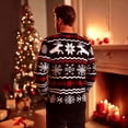 thumbnail image 3 of Iceglad Men's Ugly Christmas Sweater Reindeer Snowflake Print Acrylic Knitted Pullover, 3 of 7