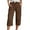 Brown, variant on Women Fashion Straight Leg Casual Pants High Waist Sports Loose Pants 3/4 Pants for Women Casual Short Pants for Women Casual Summer Combo Peg Pants with Tie plus Size Women Work Pants