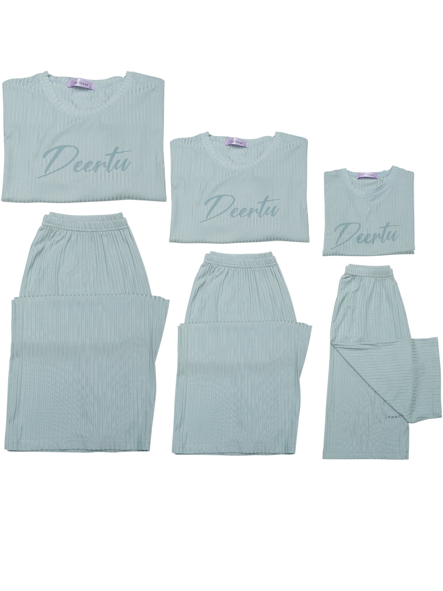 Unique Bargains Womens Short Sleeve with Capri Pants Letters Family Pajama Sleepwear Sets