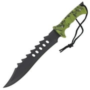 Armory Replicas Warped Mind Full Tang Hunting Knife Dark Green Skull Camo Handle Clip-point stainless steel blade with anti-rust black finish Dark green skull camo ABS handle for a comfortable grip