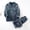 Blue, variant on KeShDi Mens Silk Pajamas Fashion Men Flip Collar Long Sleeves Tie Buckle Pocket Elastic Waist Lace Up Trousers Flannel Pajama Set Black 3X
