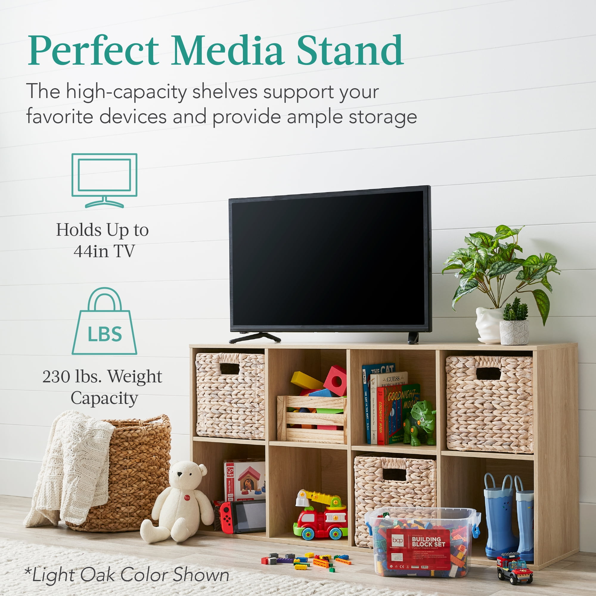Best Choice Products 8-Cube Bookshelf, 11in Display Storage System, Organizer w/ Removable Back Panels - Greige