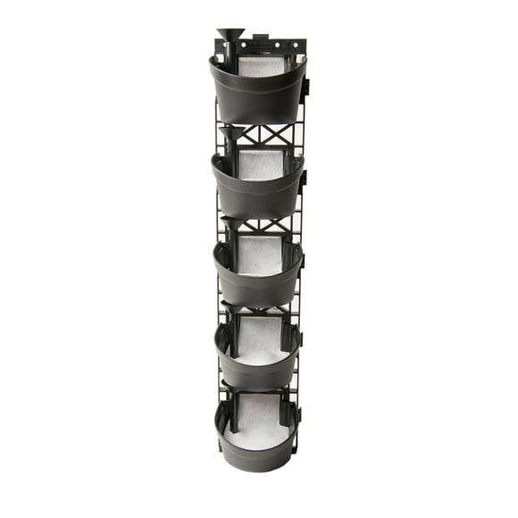 AgroSci GardenWall Kit Jardinière Suspendue Verticale en Plastique HDPE Noire avec 5 Pots