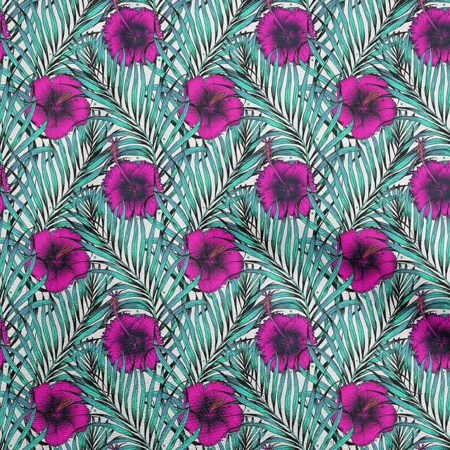 oneOone Tissu Polyester Lycra Rose Fuchsia Matériel de Robe Tropical Tissu Imprimé Tissu au Mètre 56 Pouces de Large