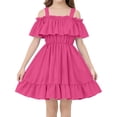 thumbnail image 1 of Niñas Maxi Vestido de Color Sólido Fuera Del Hombro Plisado con un Escote para las Niñas, Lindo Vestido Maxi para las Fiestas de Cumpleaños de Vacaciones Diarias, 1 of 5