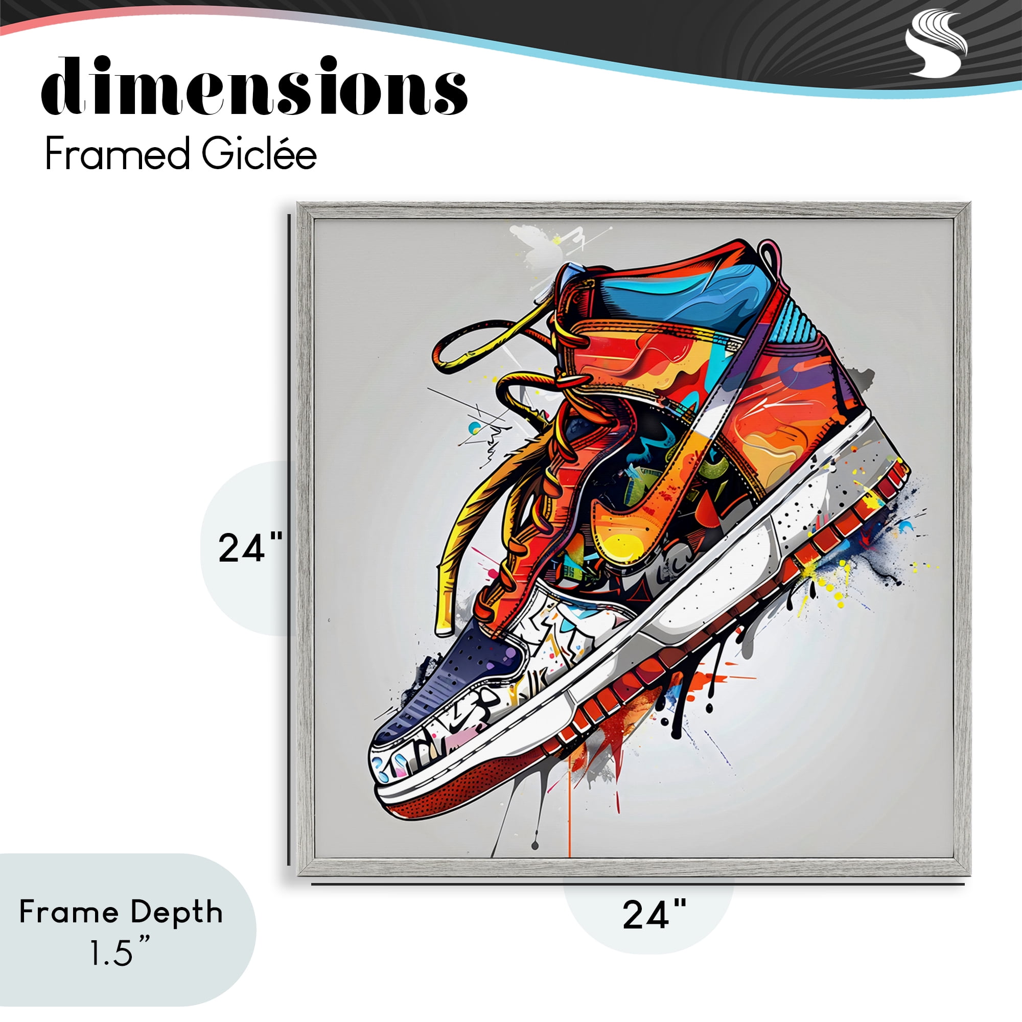 Stupell Industries Graffiti Sneaker with Laces Gray Framed Giclee Art, design by Creative Studio