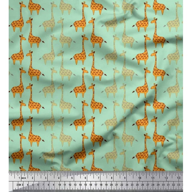 Soimoi Rayon Fabric Giraffe Kids Print Fabric by The Yard 56 Inch Wide