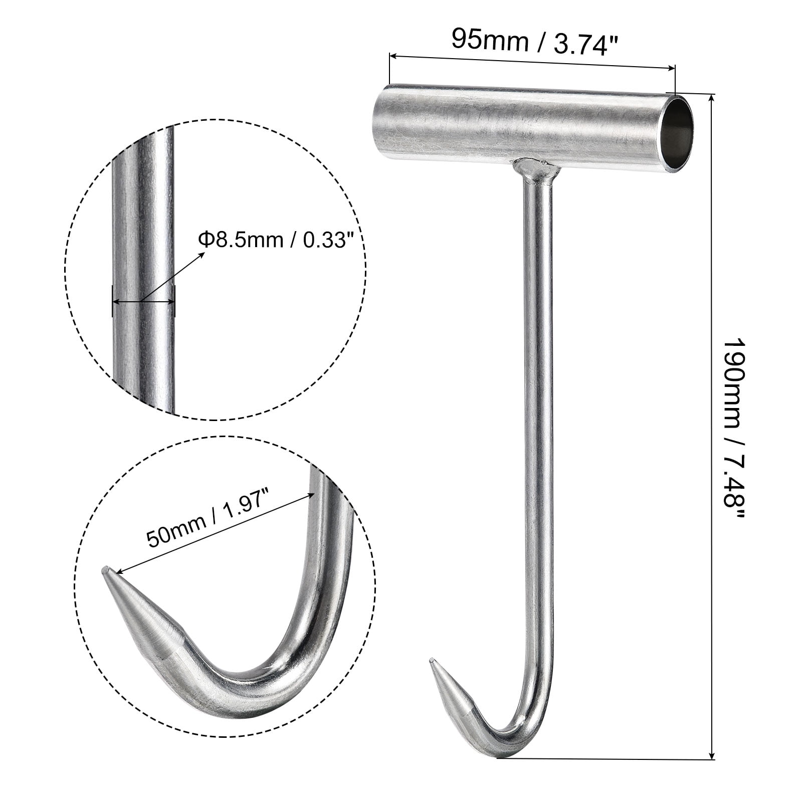 Unique Bargains T-Handle Meat Boning Hook Stainless Steel T Hooks for Kitchen 7.5