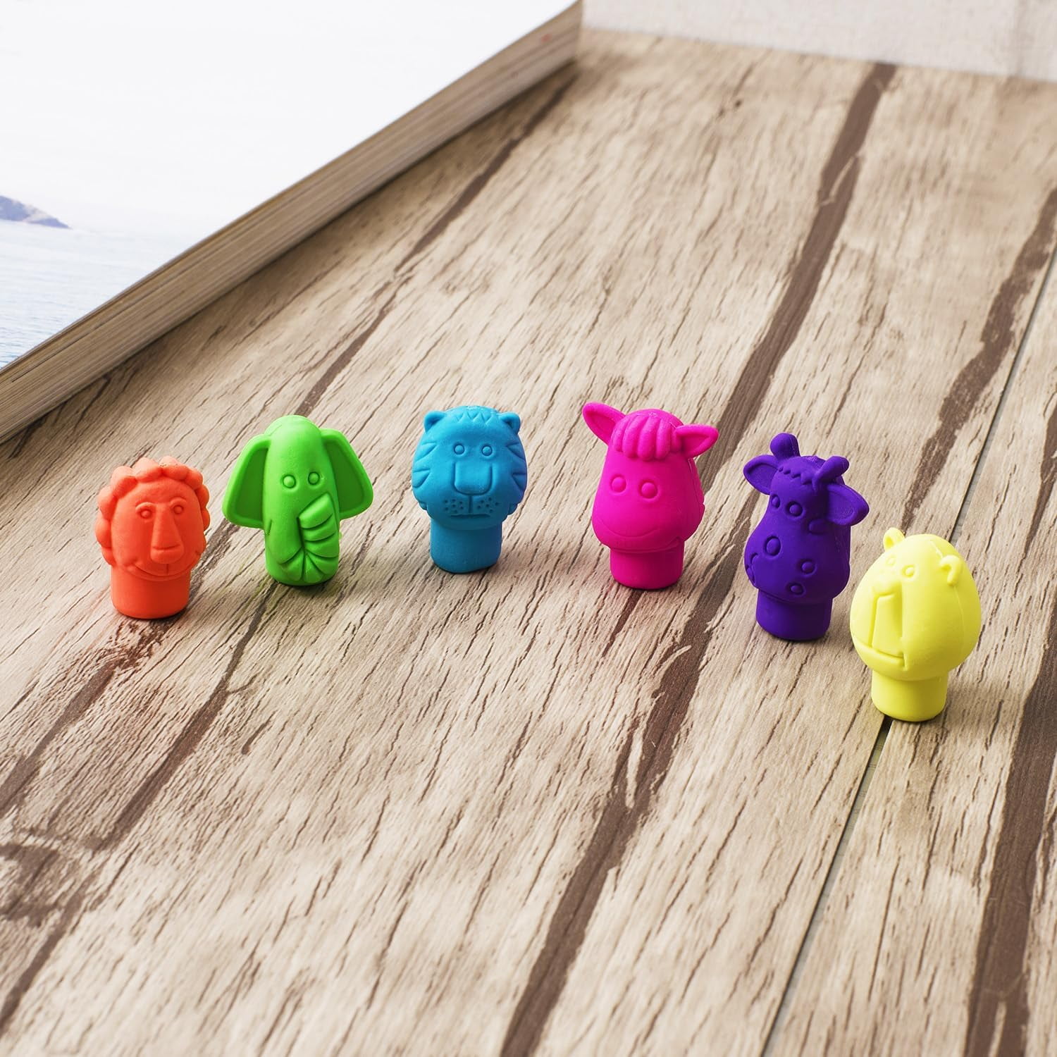 Mr. Pen Animal Eraser Pencil Caps Erasers, Assorted Colors, 60 Pack