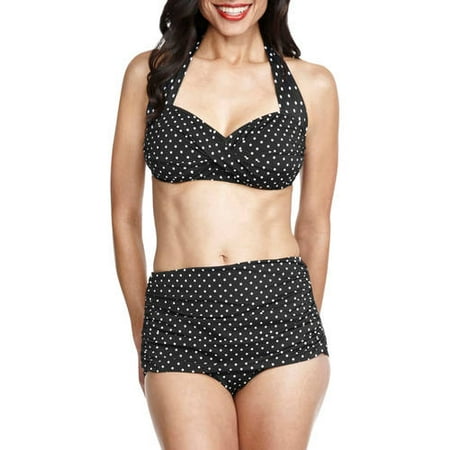 Suddenly Slim By Catalina Women's Plus-Size Slimming High-Waisted Bikini 2 Piece Set