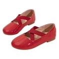 thumbnail image 1 of Dakaela Ballerines pour Filles de 4 à 12 Ans, Chaussures Mary Jane de Robe, Ballerines Scintillantes, Chaussures de Princesse pour Mariage avec Bride Croisée Élastique, Rouge, 1 of 6