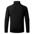 thumbnail image 7 of Men's Sweater Long Sleeve Quarter Zip Stand Neck Solid Cable Knit Pullover Top Black M, 7 of 7