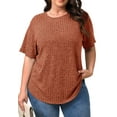 thumbnail image 2 of Fantaslook Womens Plus Size Tops Crewneck Short Sleeve Shirts Casual Loose Tunic Tops Curved Hem Summer Blouses, 2 of 7