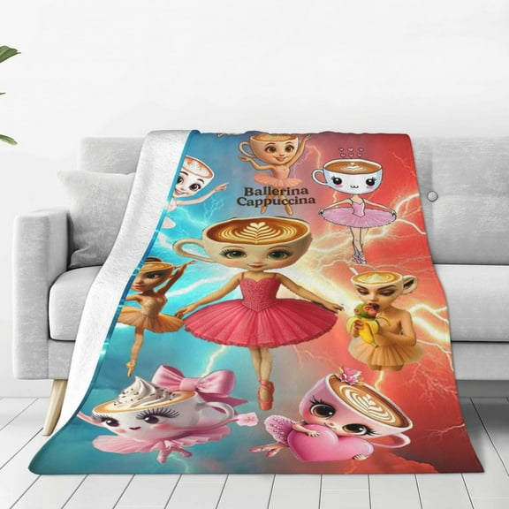 Ballerina Cappuccina Ultra-Soft Micro Fleece Blanket Cozy Blanket Thick Warm Plush Throw Blanket Sofa Cushion
