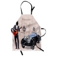thumbnail image 1 of Urban Apron London and Paris Streets with Musicians Retro Cars Cafes Old Town View Print, Unisex Kitchen Bib Apron with Adjustable Neck for Cooking Baking Gardening, Warm Taupe Black, by Ambesonne, 1 of 3