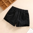 thumbnail image 5 of SGMVNU Girls Summer Shorts Casual Distressed Shorts Loose Fit Solid Color Elastic Waist Fashion Bottoms Cotton Play Shorts, Size 5-6 Years, Black, 5 of 6