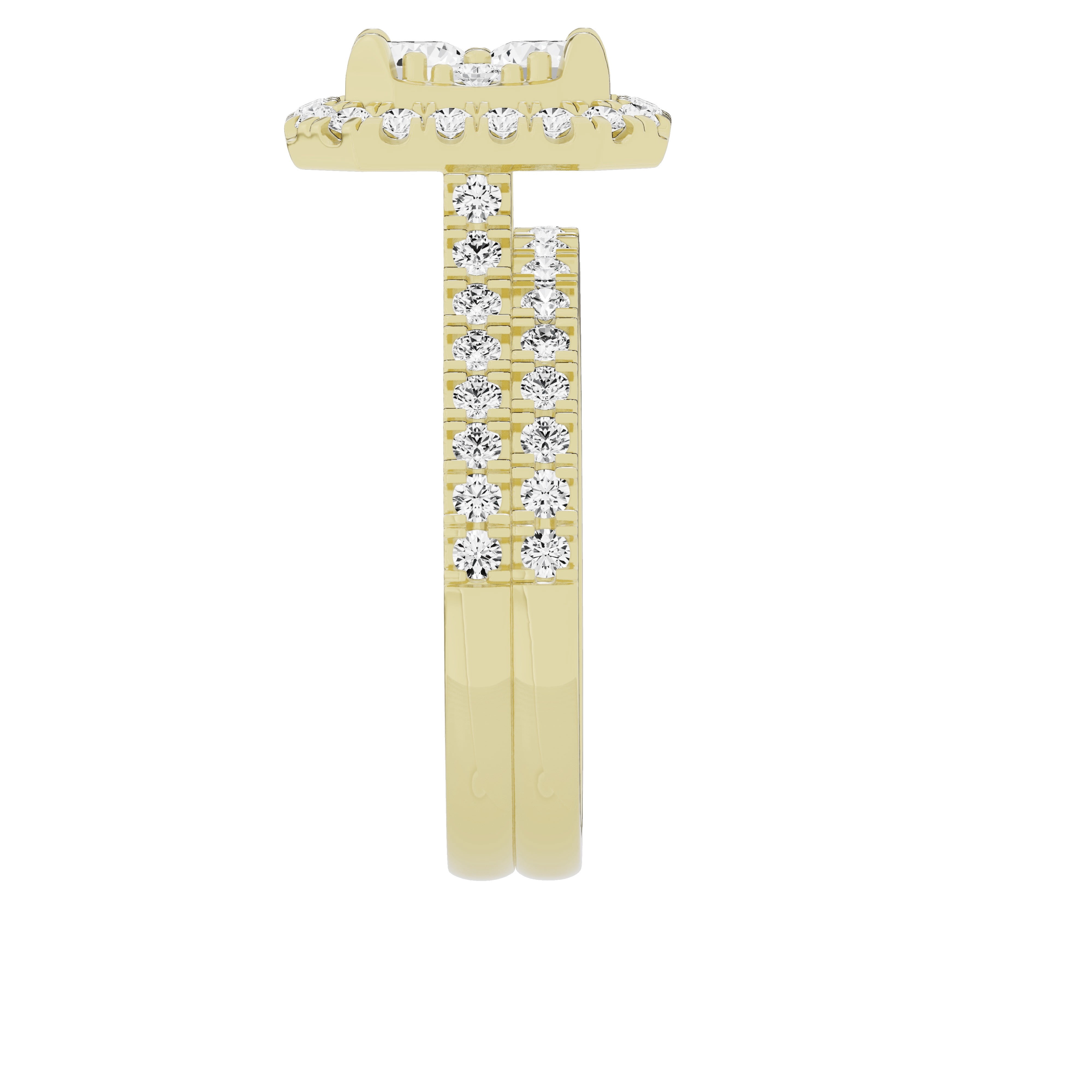 Unique Moments Lab Grown 1.50 Carat Diamond Radiant Bridal Set, Engagement Ring for Women 10K Yellow Gold