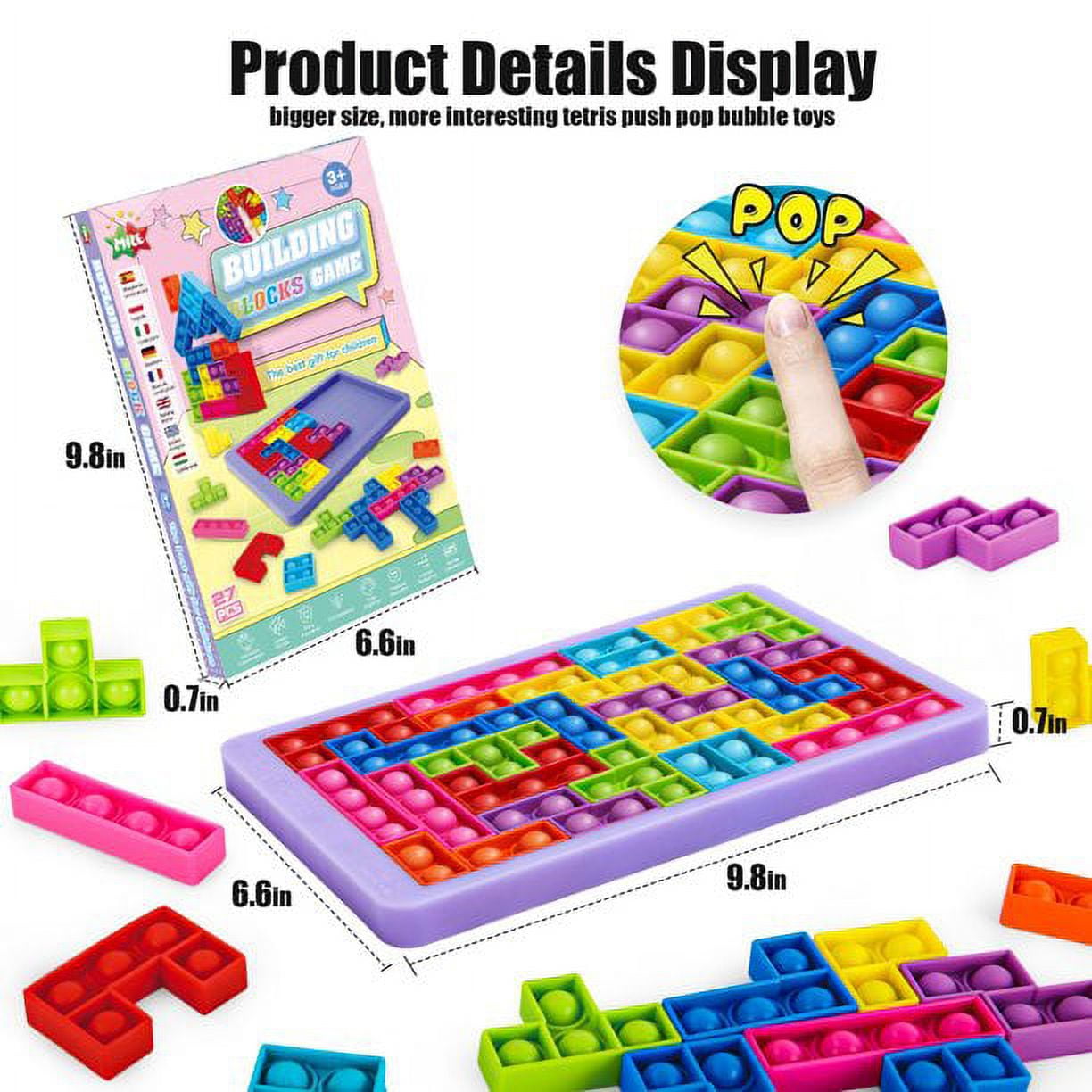 66pcs Fidget Puzzle Games Set, 2 Pop Puzzles Board com Moedas de Dados  Bell, Jogo Pop Bubble Brinquedos Sensoriais para Crianças e Adultos  Autistas, Jogos de Tabuleiro Popper para Crianças 8-12 