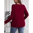 thumbnail image 6 of Women'S Plus Size Tops Trendy V Neck Casual Long Sleeve Shirts Knit Sweaters Wine Red XL, 6 of 7