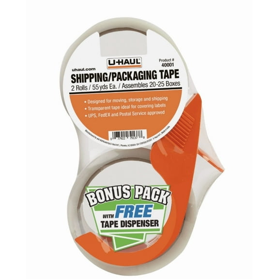 U-Haul Packaging / Mailing Tape (Two 55 Yard Rolls w/Dispenser)