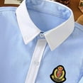 thumbnail image 5 of CYRBOKO Boys Button Down Shirts with Bow Tie, Formal Cotton Long Sleeve Picture Day School Uniform Shirts Blue Size 9-10 T, 5 of 8