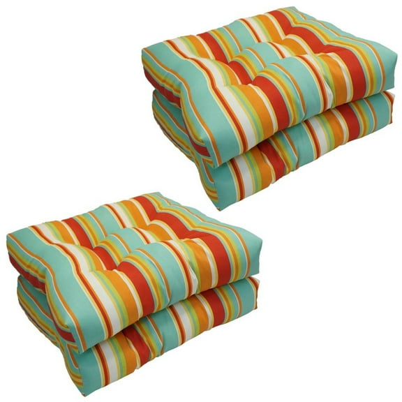 19-inch Squared Patterned Spun Polyester Tufted Dining Chair Cushions (Set of 4) 94005-4CH-JO16-15