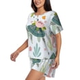thumbnail image 2 of Fotbe Turtle and Sea Life Print Pajama Set for Women 2 Piece Loungewear Short Sleeve Tops and Shorts Set Soft Sleepwear-4X-Large, 2 of 7