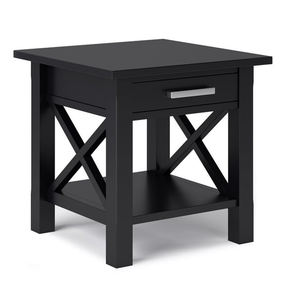 Simpli Home Kitchener Solid Wood Wide End Table with Storage in Black