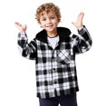 thumbnail image 2 of XinLfly Boys Girls Hooded Plaid Shirts Long Sleeve Button Down with Pocket Shirts Hoodies Tops Tartan Jackets,White,10, 2 of 7