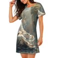 thumbnail image 2 of Balery Forest Meditating White Tiger Camisón de manga corta con cuello redondo para mujer, cómodo y elegante., 2 of 6