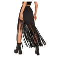 thumbnail image 5 of Women's Fringe Mini Skirt Solid Color Empire Waist Comfortable Fashion Skirt For Casual Daily Wear Party,Black,Xl, 5 of 7