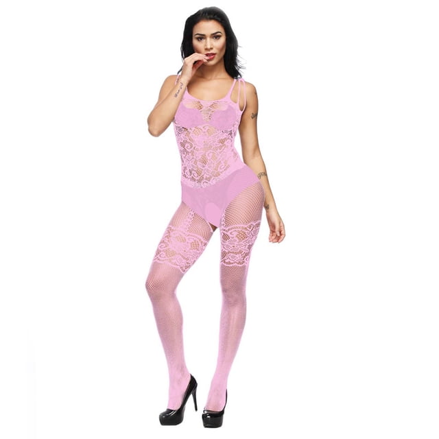 WZXFASHION Lingerie pour Femmes Aguichant Transparente Résille Babydoll Nuisette sous-Vêtements Intimes Rose Taille Unique