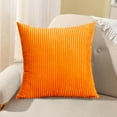 thumbnail image 5 of Comefolife Corduroy Pillow Cover with Stripe Pattern, 18x18 Inch Protective Cushion Covers for Sofa, Couch, Bedroom, Living Room, Machine Washable, No Inserts, Orange, 5 of 9