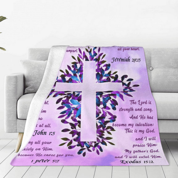 LHSHID Jesus Christ Throw Soft Cozy Blanket Christian Easter Fleece Blanket Gifts for Women Man Adults Inspirational Scripture Religious Faith Pigeon Cross 30x40inch