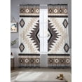 thumbnail image 2 of Brown Beige Boho Sheer Curtains 84 Inch Length 2 Panels Set, Abstract Southwestern Ethnic Geometric Voile Window Treatment Rod Pocket Curtains Sheers Drapes for Bedroom/Living Room/Kitchen 52"x84"x2, 2 of 7