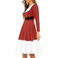 thumbnail image 2 of Suhoaziia Red Skater Skirts for Women Long Length Size M Santa Claus Costumes Graphic Jumpskirt Soft Round Neck Playwear Casual Outdoor A-Line Womendress with Sleeves, 2 of 7