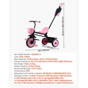 KFFKFF Toddler Tricycle & Stroller for Ages 18 Months to 5 Years, Kids Trike with Push Handle, Adjustable Seat & Storage, Outdoor Play Tricycle, Gift for Boys and Girls