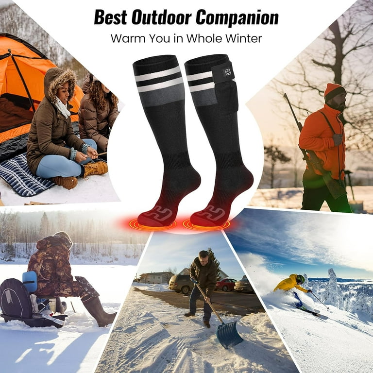 LATITOP Heated Socks for Men Women,7.4V 22.2Wh Rechargeable Battery with  APP Control,5 Levels Temperature Electric Socks for Camping Hunting Skiing