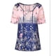 thumbnail image 1 of Blusa Camisa estampada de manga corta con cuello en V Blusa suelta Mujer Top de verano, Rosa, XL Sweethay AP001925-20, 1 of 7