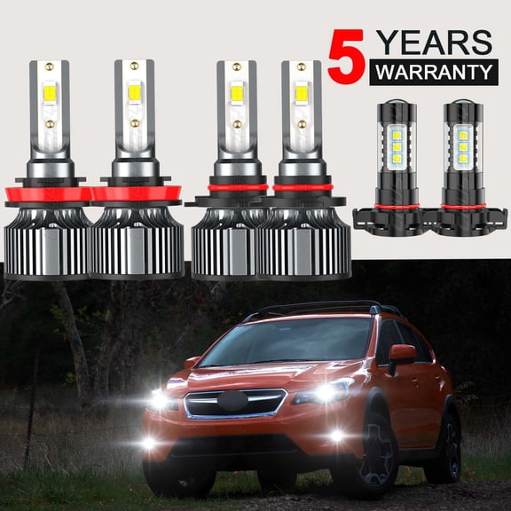 For Subaru XV Crosstrek 2013 2014 6500K Cool White LED Headlight Fog Lights Bulbs Combo Kit 6Pcs