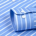 thumbnail image 5 of Mens Casual Striped Dress Shirts Stylish Long Sleeve Slim Fit Button Down Classic Shirt, Sky Blue1, Size XXXL, 5 of 7
