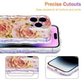 thumbnail image 5 of Case for iPhone 13 Pro Max, Colorful Retro Oil Painting Print Peony Flower Leaf Laser Glossy Cute Curly Waves Edge Exquisite Phone Cover Stylish Durable TPU Protective Case for Women - Pink#4, 5 of 18