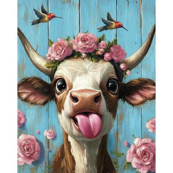 Paint by Numbers for Adults Kids Beginner Flower Crown Calf DIY Acrylic Painting by Numbers Kits with Brushes Acrylic Pigment Home Decoration Gifts 16 x 20 inch