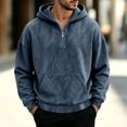 thumbnail image 2 of Atkumj Mens Pullover Hoodies with Half Zip Vintage Fashion Solid Color Hooded Sweatshirt Casual Long Sleeve Fall Hoodies with Kangaroo Pocket S, 2 of 6