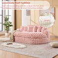 thumbnail image 3 of LAZZO 83’’ Extra Large Round Boneless Sofa – Ultra Plush Memory Foam Bubble Couch with Deep Seat, Double Cushion – Cozy Circle Bed for Living Room & Bedroom, Pink, 3 of 7