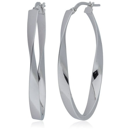 Silverluxe Women&amp;#39;s Sterling Silver Large Oval Hoop Earring With A Twist 1 1/2&quot; Made In Italy