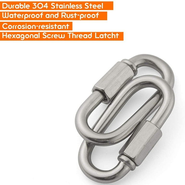 Threaded Quick Link, Stainless Steel Oval Locking Carabiner Clip