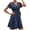 Navy, variant on Spring Dresses for Women Dot Print Short Sleeve Dress Lace Up Tight Waist V Neck Mini Dress Beach Sun Dress Ruffled Flowy Knee Length Dress