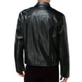 thumbnail image 4 of Bcresic Leather Biker Jacket Men - Black Men's Biker Jackets with Lapel Collar and Zipper Trendy Solid Color Open Front Coats PU Leather Crop Motorcycle Costumes,Black,5X-Large, 4 of 5