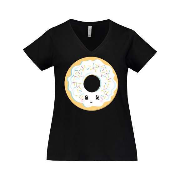 Inktastic White Donut Women's Plus Size V-Neck T-Shirt